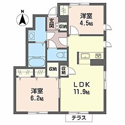 シャーメゾン上泉 2LDKの間取図画像