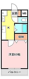 コーン・ハイツ・1 1Kの間取図画像