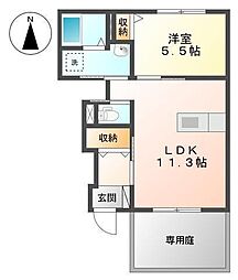 ディアベルジュ輝 1LDKの間取図画像