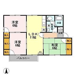 ヴィラアスカ30E 3LDKの間取図画像