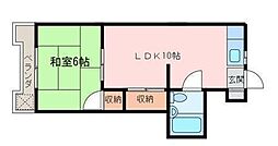 広栄マンションNo.6 1LDKの間取図画像