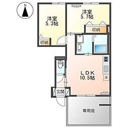 レジデンス萩生 2LDKの間取図画像