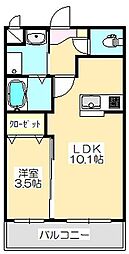 アルト泉宮 1LDKの間取図画像