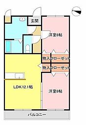 コーン・ハイツ・2 2LDKの間取図画像