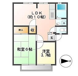 グリームハイツ 1階2LDKの間取り