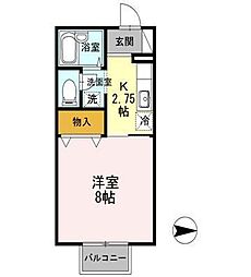 アベニューハタダ3B 1Kの間取図画像