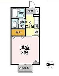 アベニューハタダ3B 1Kの間取図画像