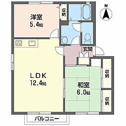 アークヒルズ中村B 2LDKの間取図画像