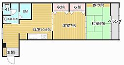 ハウス三木 2DKの間取図画像