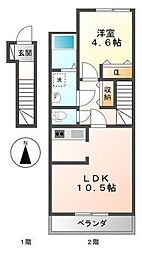 フェリックス 1LDKの間取図画像