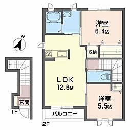 シャーメゾンアンソレイユ 2LDKの間取図画像