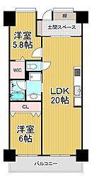 サーパス久保田 2LDKの間取図画像