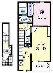 クラール・イーブンベルクA 1LDKの間取図画像