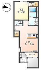 パンデュール・エムII 1階1LDKの間取り