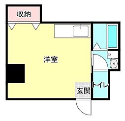 ロイヤルハイツMITSUYA 1階ワンルームの間取り