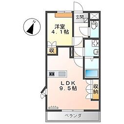 リバティタウン2番館 1LDKの間取図画像