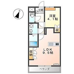 リバティタウン2番館 1LDKの間取図画像