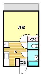 イトーピア2 1Kの間取図画像