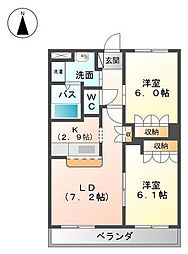 ヴァンベール1 2LDKの間取図画像