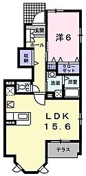 メゾンドカルムB 1LDKの間取図画像
