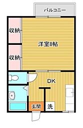サンハイツK 1DKの間取図画像