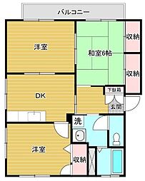 フォレストガーデンD 3DKの間取図画像