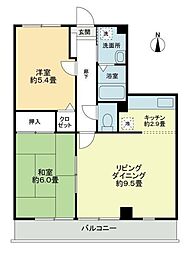 フォブール喜多町 2LDKの間取図画像