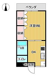 サンフローラル 1DKの間取図画像