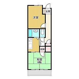 サンワタチバナNo.6 2Kの間取図画像