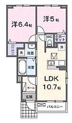 ヴィレッジ・ジュークE 2LDKの間取図画像