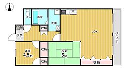 コスモハイツ2 2LDKの間取図画像