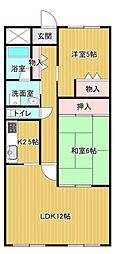 スカール喜多川A棟 2LDKの間取図画像