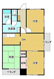 コスモハイツ 3DKの間取図画像