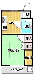 八千代ハイツ 1DKの間取図画像