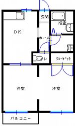 ハイツフリーダH 2DKの間取図画像