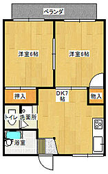 グリーンヒル 2DKの間取図画像