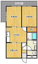 城主ハイツ 3DKの間取図画像