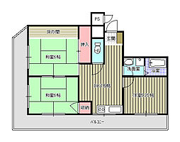 コーワコーポ 3DKの間取図画像