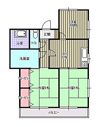 八幡ハイツ 3DKの間取図画像