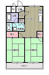 アーバンコート泉宮 2DKの間取図画像