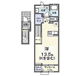 ラビアンローズ 203 ワンルームの間取図画像
