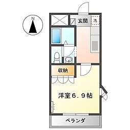 コンフォルト 1Kの間取図画像