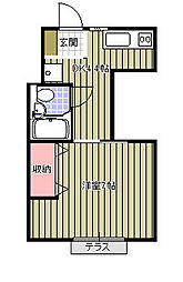 ユースハイツ3 1Kの間取図画像