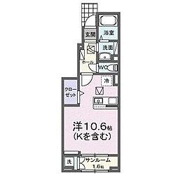 ラビアンローズ 103 ワンルームの間取図画像