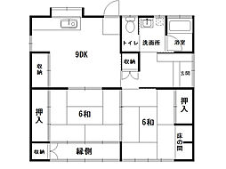 高知市横浜新町 一戸建 2DKの間取り