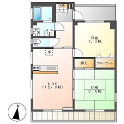 高知市中秦泉寺 2LDK 3F(最上階・角部屋・P有・南向) 3階