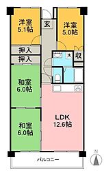 アーネスト能茶山 4LDKの間取図画像