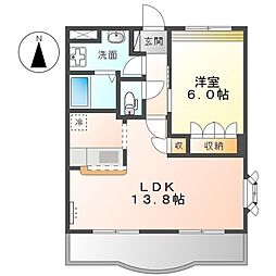 ディア・ベルジュ2 1LDKの間取図画像