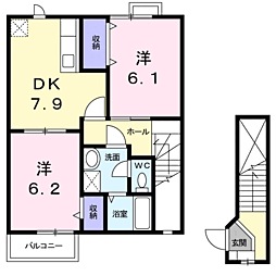 レジデンス藤 2DKの間取図画像