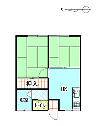 岡崎ハイツ 2DKの間取図画像